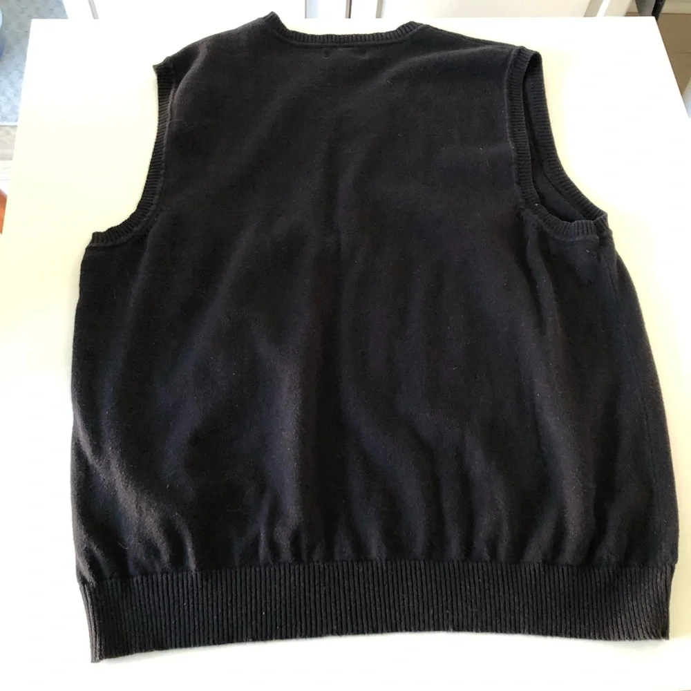 Club Room Men’s Argyle Sweater Vest L 100% Cotton Black Red Gray